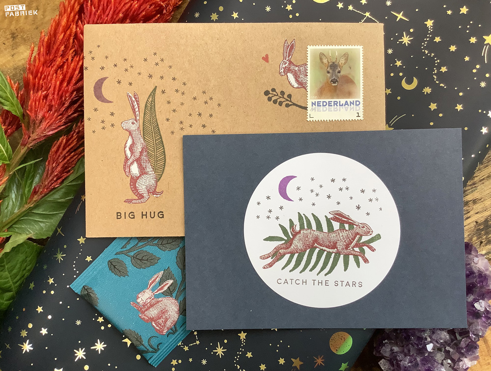 Een poststuk gemaakt met het prachtige Hare Nature cadeaupapier van House of Products dat ik bij Vlinders in je buik bestelde.